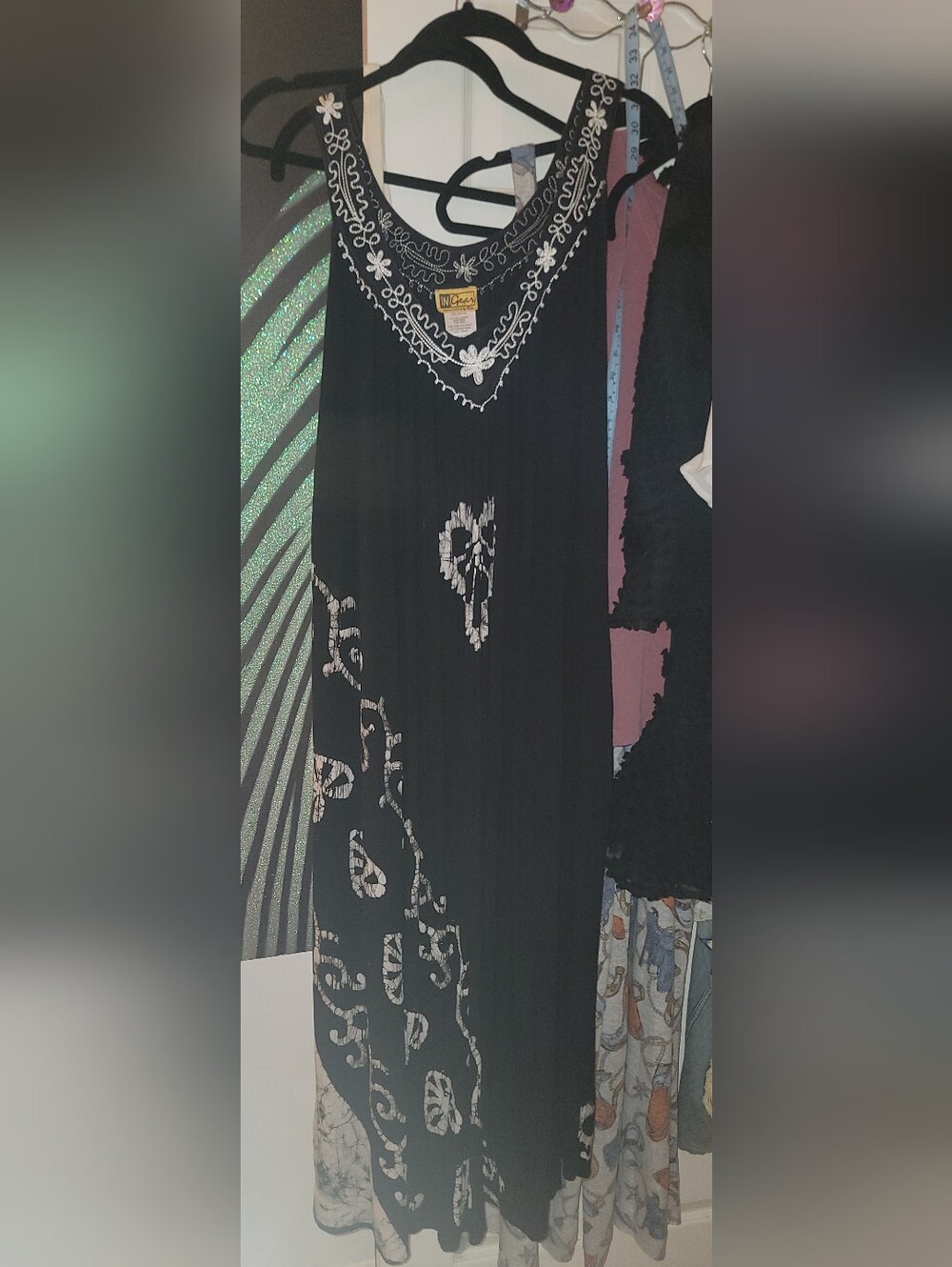 In-Gear Black Rayon Dress With Embroidery 🖤🤍